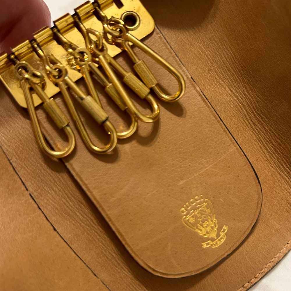 Gucci Vintage GG Signiture Leather/ Canvas Key Holder Wallet (Gold Inlay Canvas) - Picture 6 of 16
